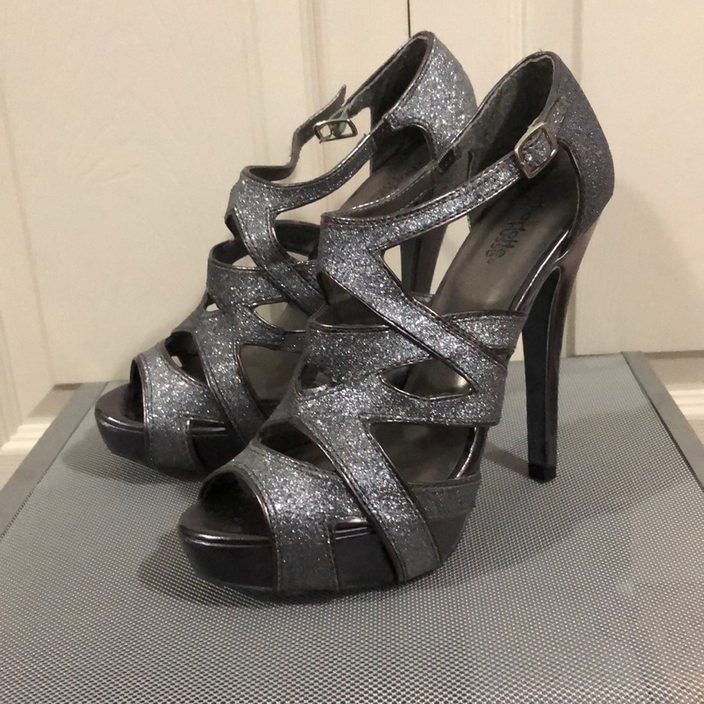 Gray sparkly high heels